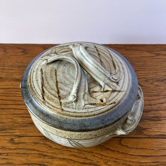 Allen Williams Art Hand Thrown Pottery Wheat Stoneware Steamer Bundt Pan Signed - Picture 3 of 15